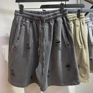 Shorts de sport décontractés pour hommes, style rétro western, déchirés, à cordon de serrage, taille élastique, streetwear, collection été 2026 - Product Image 2