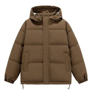 <b>Men's</b> Hooded Puffer Jacket Winter Thick Windproof Casual Loose Fit Polyester Wadding Zipper Closure Solid Color Lightweight <b>men</b> - Product Image 2