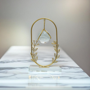 Esfera de Cristal Transparente con Base de Metal Dorado, Adorno Moderno y Abstracto para Mueble de TV, Decoración del Hogar SMH-6 - Product Image 4