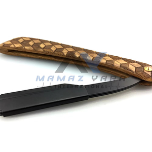Hot Selling Professional Barber <b>Swing</b> Lock Razor High Quality Stainless Steel Straight Edge Safety Razor with Textured Wooden - Product Image 2