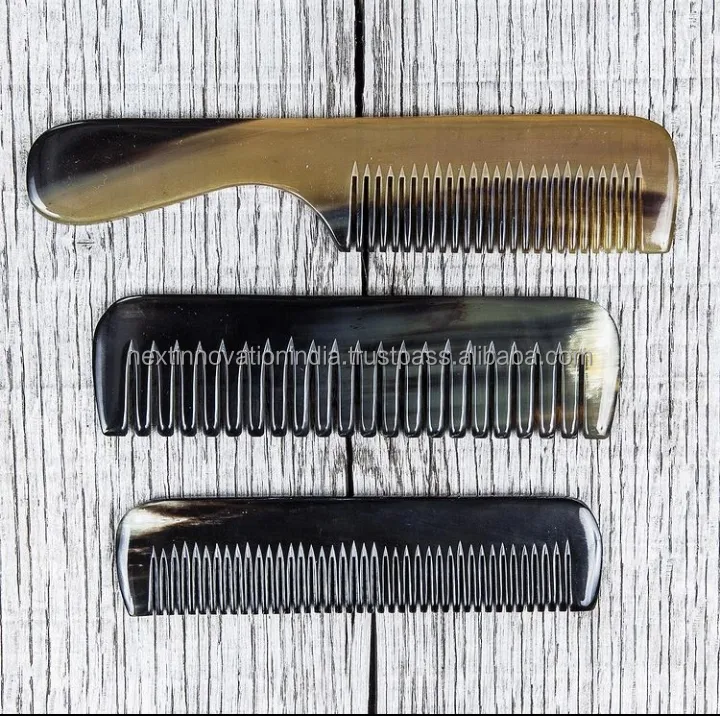 Neuestes Feiertagsgeschenk personalisierter handgefertigter natürlicher Hornkamm für Haarstilisierung aus echtem Ochsenhorn-Kamm