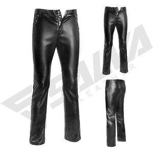 Pantalones de Motociclista SALVA LEATHER para Hombre, de Cuero Negro, Corte Recto, Impermeables, Ligeros, Cintura Media, Cierre de Cremallera, Bolsillos, para Invierno - Product Image 4