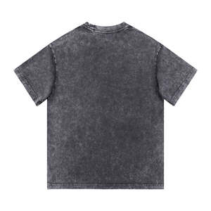 Camiseta de algodón 100% de alta calidad, 300 g/m², con lavado ácido y efecto nieve, cuello pequeño, estilo vintage, hombros caídos y corte oversized. - Product Image 2