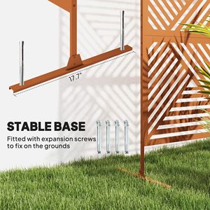 Paravent d'extérieur en métal avec support, facile à assembler, treillis décoratif pour plantes grimpantes, losanges marron - Product Image 5