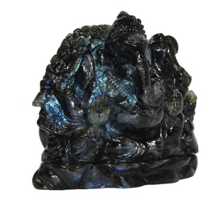 Sculpture religieuse en labradorite naturelle Ganesha sculptée à la main, figurine artisanale, art et objet de collection, pierre de guérison cristalline - Product Image 2