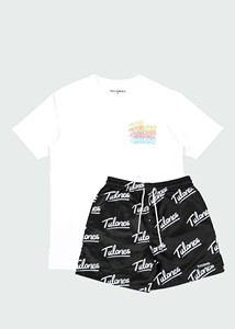 Camiseta de verano para hombre de alta calidad 2025 y conjunto corto de nailon con logotipo personalizado, diseño de calle negro, tela de rizo transpirable - Product Image 3