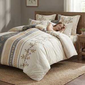 ชุดเครื่องนอนไมโครไฟเบอร์ลายดอกไม้เนื้อนุ่มพิเศษ ขนาดควีนไซส์ ขายส่ง ปรับแต่งได้ ชุดผ้าปูที่นอน 3 ชิ้น พร้อมปลอกหมอน 2 ใบ - Product Image 3