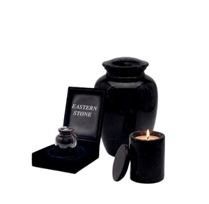 Marble Funeral Urn Keepsake Urn and Tealight Candle Jar Set <b>Memorial</b> Ashes Holder for Human or Pet Remembrance Wholesale - Product Image 1