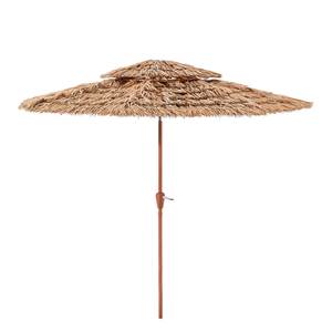 Parasol en feuilles de palmier tropicales avec poteau en bambou rustique - Parasol Tiki à deux niveaux aux lignes épurées pour l'espace de terrasse - Product Image 4