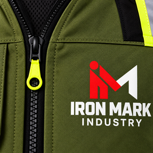 Gilet de sécurité unisexe haute visibilité en coton certifié CE, vert olive, vêtements de travail - Product Image 5