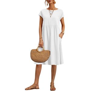 Dresses <b>for</b> Women Casual Cap Sleeve Boat Neck Tshirt Dress Midi Dress with Pockets Hawaiian Dresses <b>for</b> Women - Product Image 1
