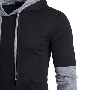<b>Men's</b> Casual 100% Cotton Fleece Hooded Sweater 2-Color Solid Pattern Lined Design Winter Season Plain Dyed Polyester/Cotton - Product Image 3