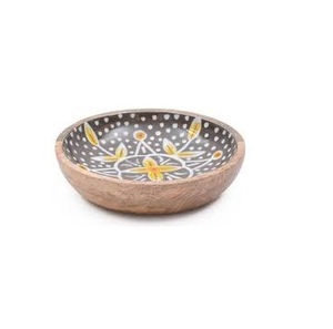 Rustic Printed Wooden Serving Bowl Round Decorative Wood <b>Candy</b> Bowl Handcrafted Salad Mixing Bowl For Restaurant Home Decor Bowl - Product Image 1