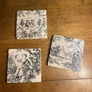 Ensemble de 3 sous-verres en marbre, scène festive de la Nouvelle-Orléans, supports pour boissons, décoration de table unique - Product Image 1