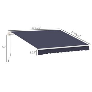 Tenda Parasole Manuale 8FT X 10FT con Manovella, Protezione UV, per Patio, Terrazza e Giardino, Facile da Aprire - Blu - Product Image 3