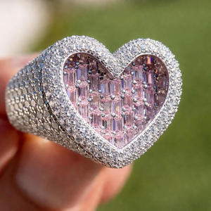 <b>Women</b> Pinky Diamond Iced Hip Hop Heart Baguette Diamond 925 Silver Cocktail <b>Statement</b> <b>Ring</b> round cut diamond <b>ring</b> <b>ring</b> <b>for</b> woman - Product Image 2