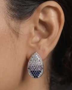 CZ Teardrop <b>Stud</b> <b>Earrings</b> Pair 925 Sterling <b>Silver</b> 5 Gram Sparkling Pave Crystal Statement <b>Earrings</b> <b>for</b> <b>Women</b> Elegant Jewelry - Product Image 2