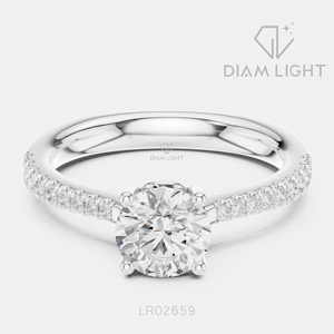 Bague de mariage ronde 0,90 carat, bijoux fins, certifiée IGI, or blanc 14 carats, diamant de laboratoire, bague de fiançailles et d'anniversaire - Product Image 1
