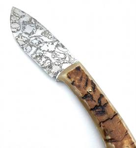 High contrast acid <b>etched</b> mosaic fixed damascus steel prep utility <b>tool</b> with Bone Handle - Product Image 2