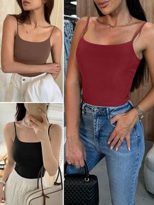 Camiseta Básica para Mujer, Tejido Acanalado, Elástica, Suave, Ligera, Transpirable, Cómoda, Sin Mangas, Corte Ajustado, Informal, para Uso Diario - Product Image 6