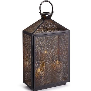 Faroles de Navidad Ecológicos de Diseño Moderno y Fantástico, Marco de Hierro Negro, Paneles de Vidrio Transparente, Asas de Bronce, para Jardín - Product Image 3