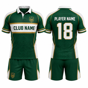 Camiseta de Fútbol MEGAMAPLE con Nombre del Club, Verde, Blanca y Dorada, Impresión por Transferencia de Calor, Transpirable, Cuello en V, Sin Mangas, Corte Regular, para Adultos - Product Image 1
