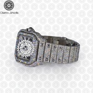 Charm_Jewells Luxury Women's Square Stainless Steel <b>Watch</b> <b>Diamond</b> Encrusted Sapphire Crystal Analog Quartz Movement - Product Image 2