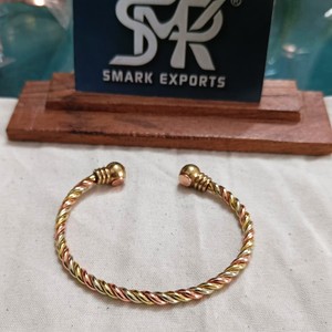 Premium Twisted <b>Copper</b> Open Cuff Bangle Handmade Polished Two Tone Adjustable <b>Bracelet</b> Contemporary Fashion Jewelry Men Women - Product Image 3