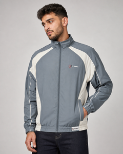 Veste en nylon gris pour homme Fly Humble, col montant, fermeture éclair, coupe-vent, style sportif, pour l'automne, prix abordable - Product Image 1
