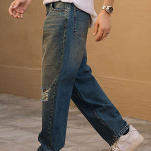 Jeans de mezclilla ajustados de diseño personalizado, estilo urbano para hombre, transpirables, antiarrugas, con bolsillos, estilo OEM - Product Image 4