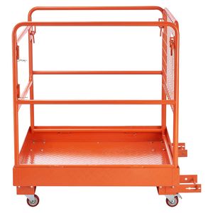 Carrello Elevatore a 4 Ruote con Gabbia di Sicurezza, Capacità 1200 Libbre, con Cestello Porta-Persone e Piattaforma di Lavoro Pieghevole - 36,6 X 36,6 Pollici - Product Image 1