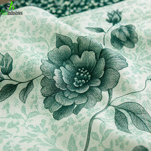 Ensemble de draps en coton vert menthe pour lit king size |   Parure de lit 3 pièces vintage à imprimé floral avec housses de coussin, literie douce et élégante - Product Image 4