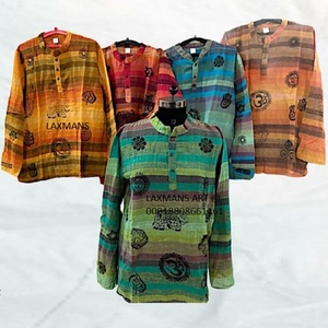 Estilo bohemio algodón Om impreso Kurta nepalí Hippy estilo Kurta de India Patchwork diseño Kurta indio y paquistaní ropa - Product Image 1