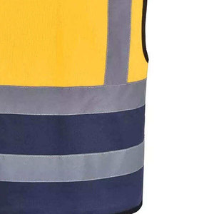 Gilet de sécurité réfléchissant haute visibilité personnalisé pour homme, jaune et bleu rayé, respirant, vêtement de travail avec poches, style décontracté - Product Image 3
