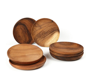 Assiettes en bois, design luxueux, prix abordable, assiettes en bois faites à la main, couleur naturelle, assiettes en bois pour table à manger. - Product Image 5