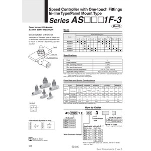 Contrôleur de vitesse pneumatique SMC AS3001F-12-3 pièces pneumatiques - Product Image 2