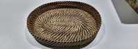Panier de mariage en rotin tressé 100% fait main, imitation antique, couleur personnalisable, plateau de service plat peu profond pour aliments et rangement