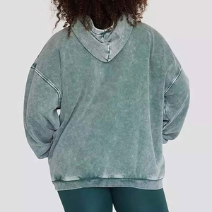 Women Custom Vintage Acid Wash Hoodies Casual Streetwear Heavyweight 100% Cotton Winter Style Oversized Pullover Hoodie - Product Image 4