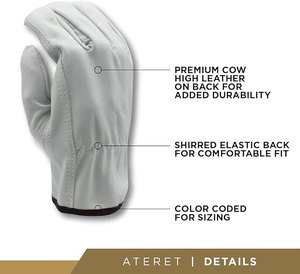 Gants de travail en cuir de vachette robustes et durables, gants de chauffeur pour la conduite de camions, l'entrepôt, le jardinage, l'agriculture - Product Image 2