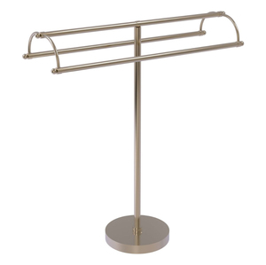 Prime Quality Silver Metal Towel <b>Stand</b> With <b>Weighted</b> Base Free Standing Double Arm Towel Holder Bathroom Accessory Factory Price - Product Image 1