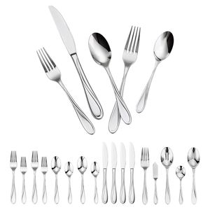 Juego de Cubiertos de Acero Inoxidable de Grado Alimenticio con Acabado Espejo de 45 Piezas, Aptos para Lavavajillas, Utensilios de Comedor Plateados para Mesa - Product Image 1