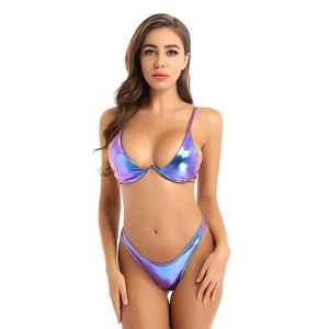 ชุดบิกินี่ผ้าคุณภาพพรีเมียม ไซส์ปกติ ชุดว่ายน้ำผู้หญิง เนื้อผ้ายืดหยุ่นสูง พิมพ์ลายทันสมัย ชุดชายหาด 2 ชิ้น - Product Image 6