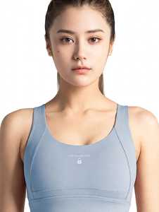 ONETEN APPAREL Soutien-gorge de sport sans couture pour femme, col rond, respirant, rembourré, haut de yoga gris, type de coupe autre, logo avant, dos nu - Product Image 6
