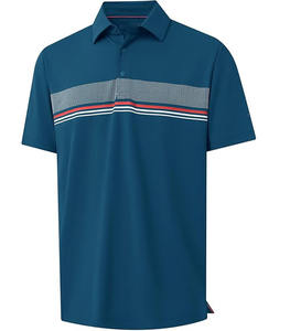Chemise classique 2026 à manches courtes, col en V, design moderne avec rayures contrastées sur la poitrine, tissu 100 % coton léger de qualité supérieure, confort toute la journée - Product Image 1