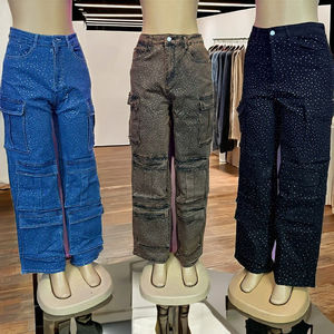 กางเกงยีนส์ทรงตรงเอวกลางสำหรับผู้ชาย กระดุมติดแบบลำลอง ทรงหลวม ลายเรียบ สไตล์สตรีทแวร์ สำหรับฤดูหนาว ฤดูใบไม้ร่วง ฤดูร้อน - Product Image 1