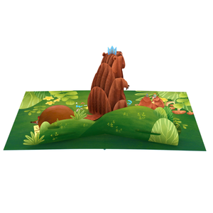 การ์ดป๊อปอัพ 3 มิติ ลายงานเลี้ยงวันเกิดสัตว์ พร้อมซองจดหมาย สำหรับงานวันเกิด ลายหมีสีน้ำตาลและสัตว์อื่นๆ ในธรรมชาติ การ์ดทำมือ - Product Image 3