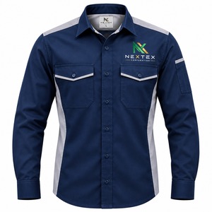 Chemise de travail en coton respirant pour homme, marine, avec bandes réfléchissantes, vêtements uniformes à manches longues respirants - Product Image 5