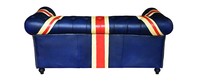 Canapé Chesterfield en cuir de luxe Union Jack, vintage, capitonné, 2 places, avec accoudoirs roulés, pour salon, hôtel, salle de séjour