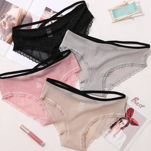 Paquete de 3 Bragas de Malla para Mujer, Color Rosa, Beige y Verde, con Ribete de Encaje, Lencería Sexy, Transparente, Delgada, de Spandex y Nailon - Product Image 2