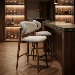 Taburete de Bar Moderno de Madera de Teca con Diseño de Mediados de Siglo, Duradero y Estable para Bar en Casa y Muebles de Isla de Cocina - Product Image 1